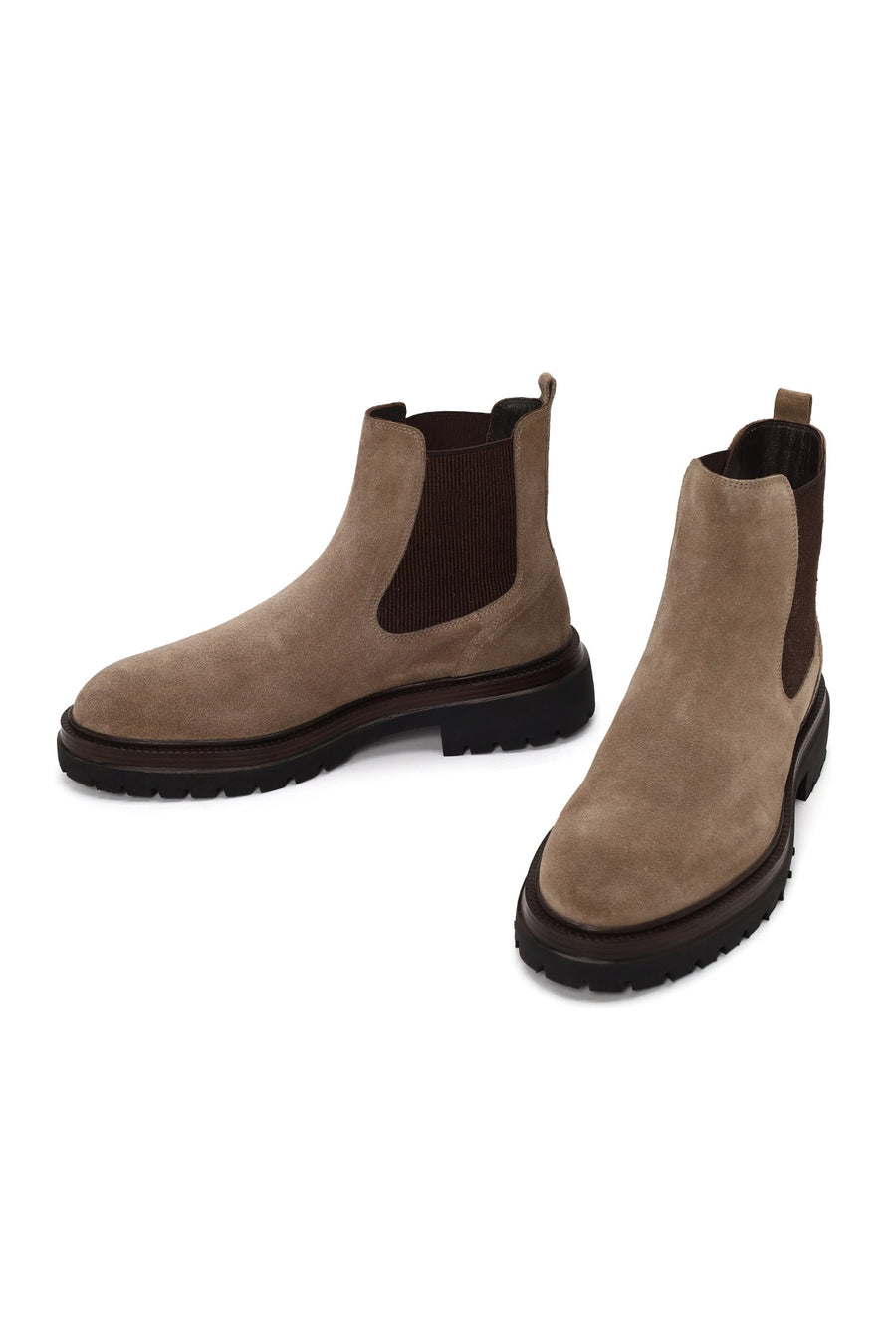 Male Beige Thick-Soled Suede Chelsea Boots