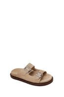 Male Beige Strappy Suede Slipper | Derimod