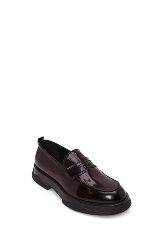Erkek Bordo Kalın Tabanlı Deri Loafer
