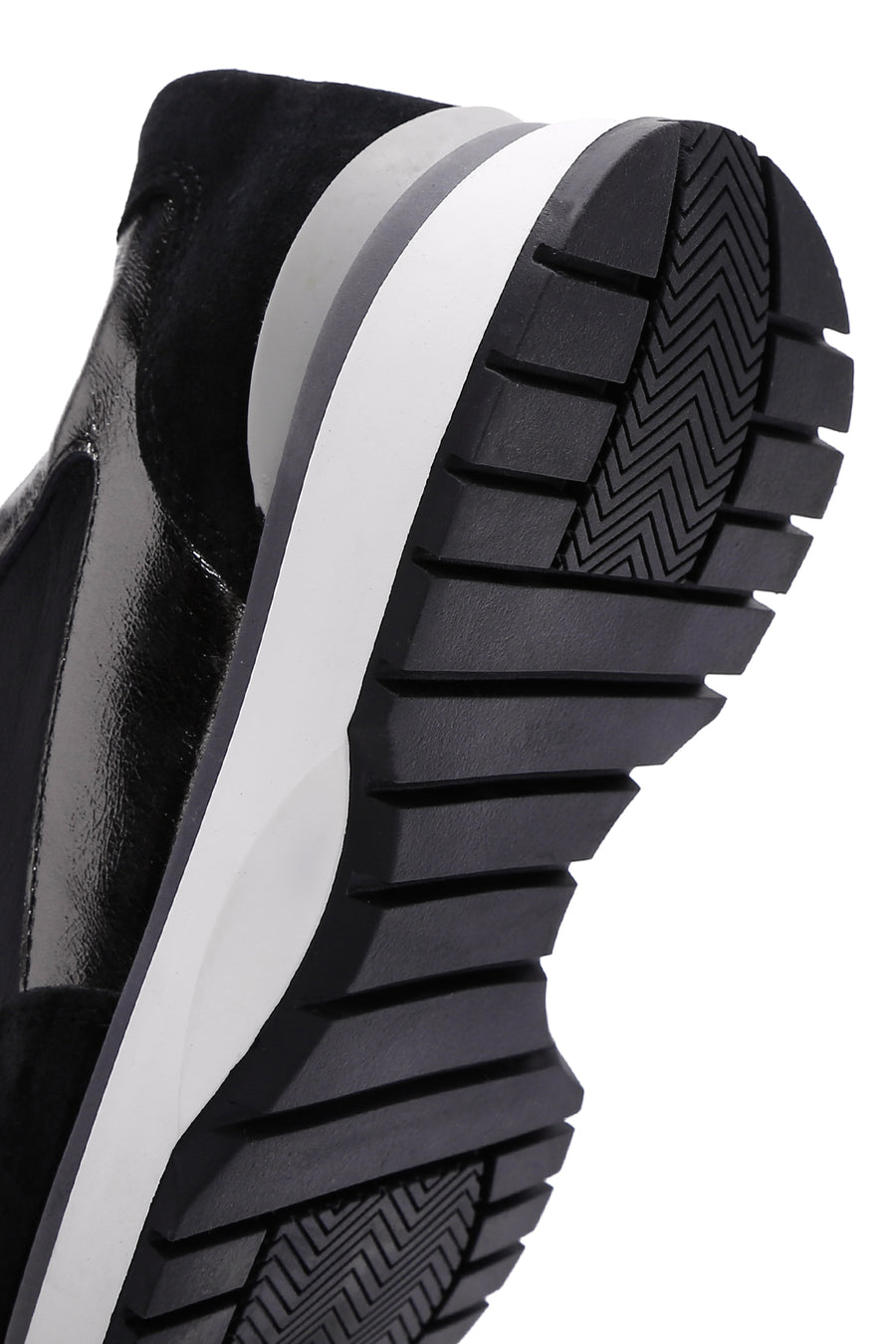 Women's Black Leather Suede Detailed Sneaker