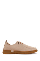 Women's Beige Lace-up Suede Leather Comfort Shoes | Derimod