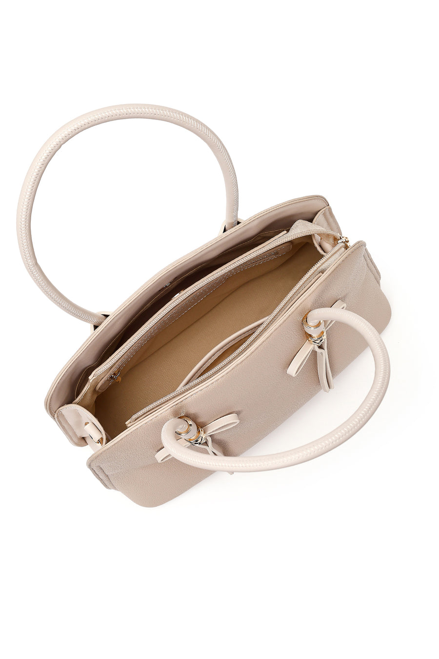Women's Cream Long Strap Classic Handbag