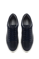 Men's Navy Blue Lace-Up Leather Sneaker | Derimod