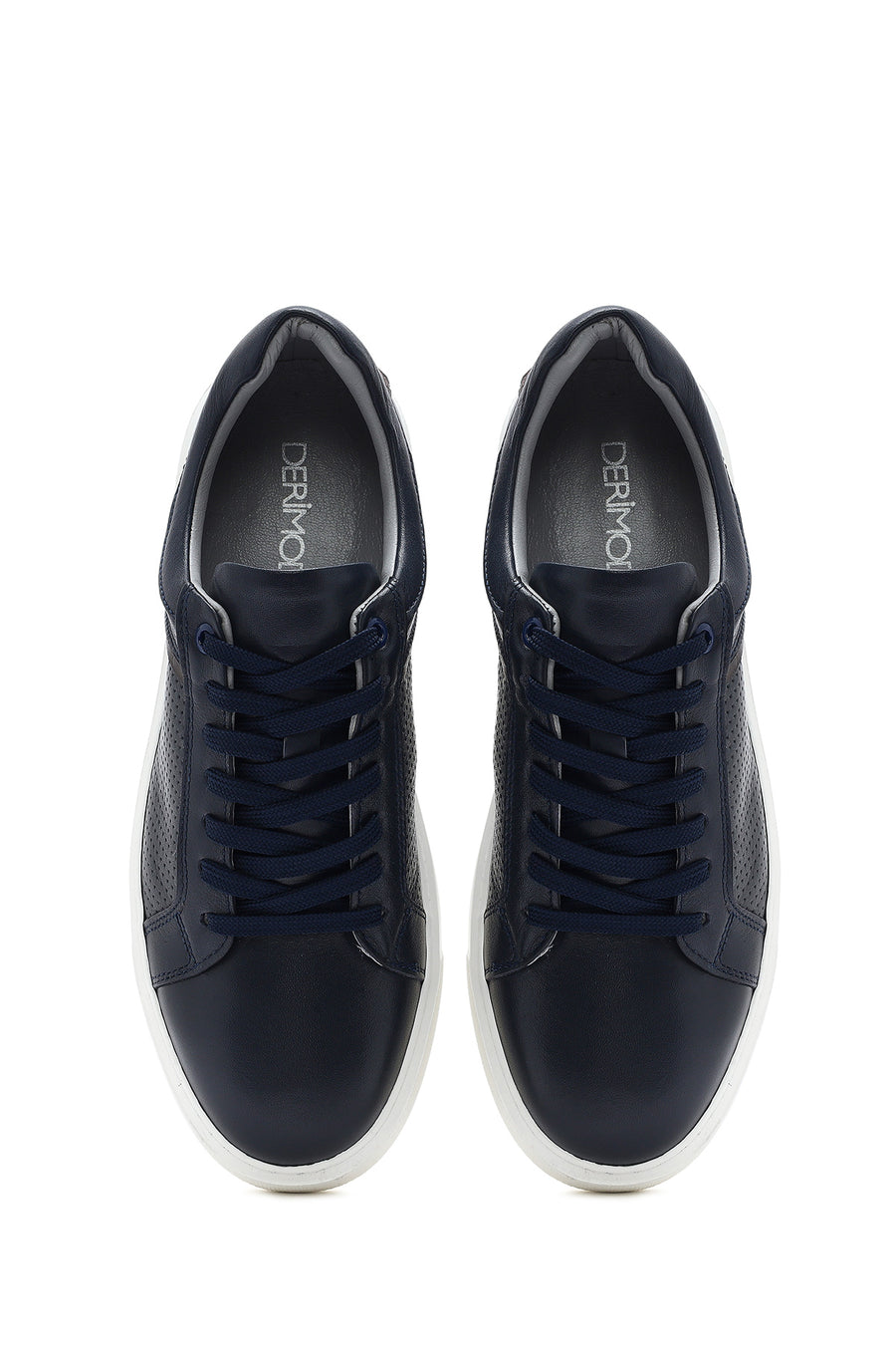 Men's Navy Blue Lace-Up Leather Sneaker