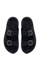 Male Black Strap Suede Slipper | Derimod