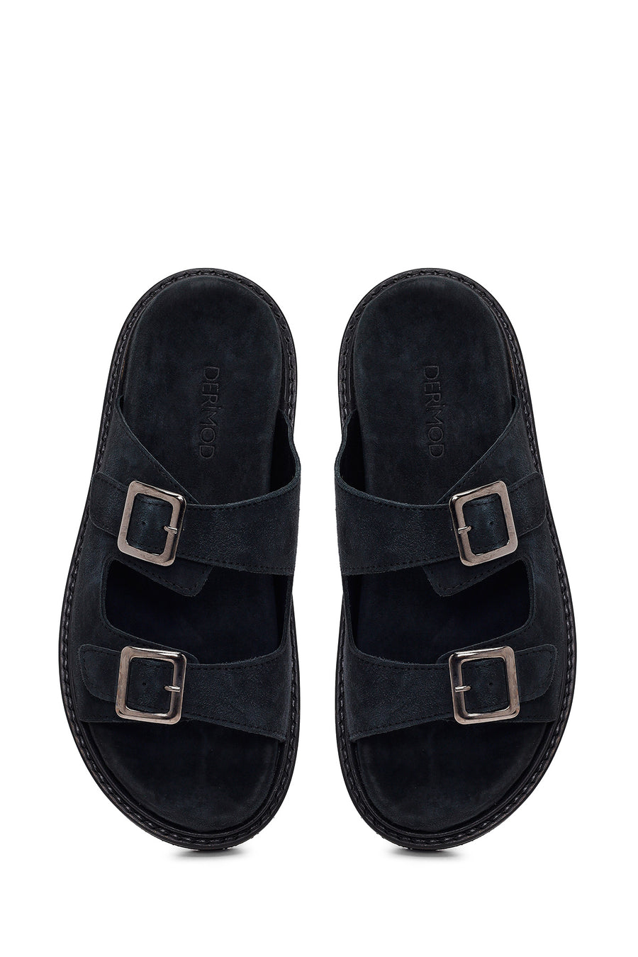 Male Black Strap Suede Slipper