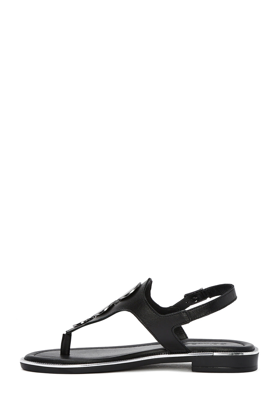 Women's Black Leather Flip-Flop Sandals