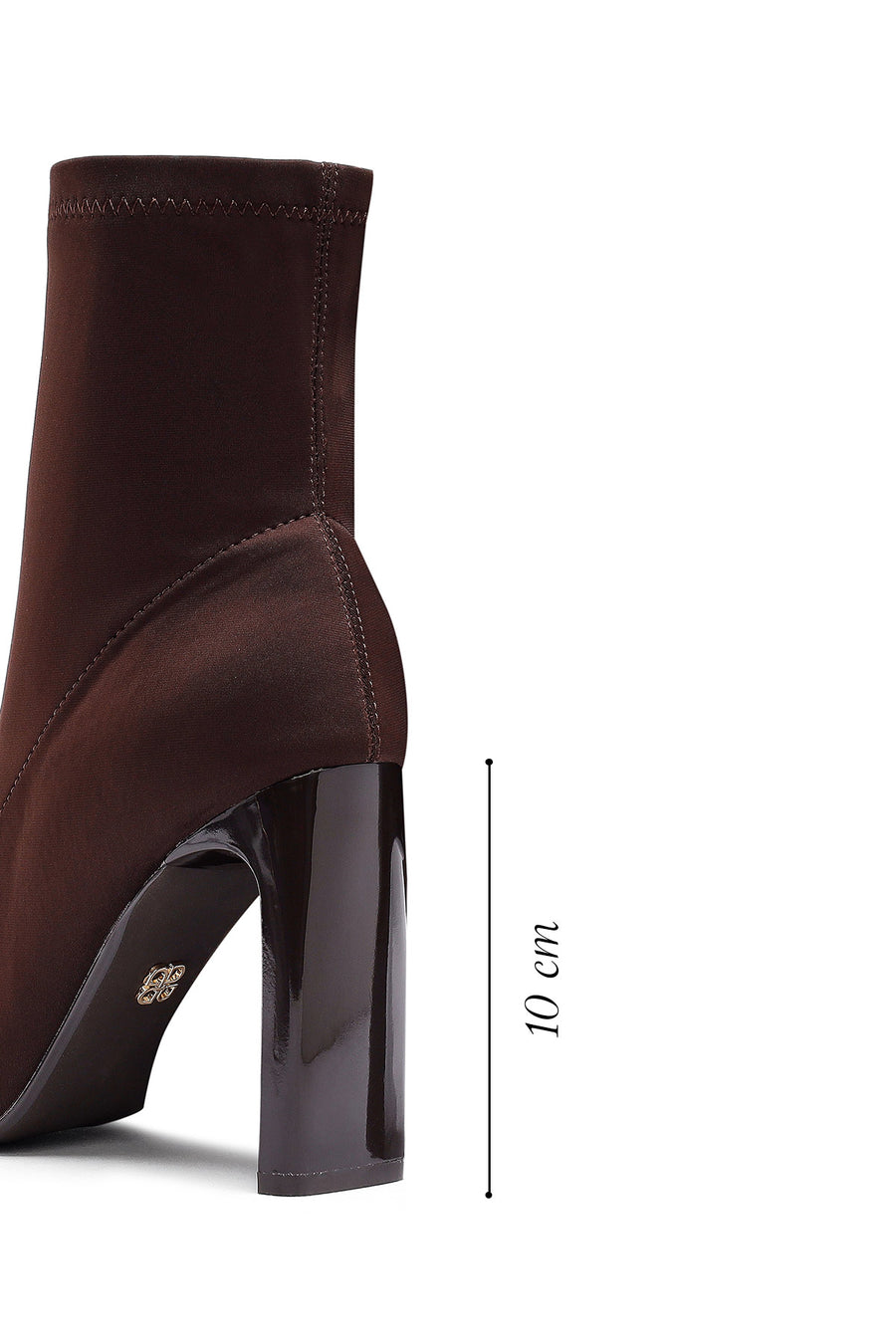 Woman Brown Zip Closure High Thick-Heeled Fabric Boots