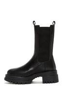 Women's Black Thick Soled Leather Chelsea Boots | Derimod