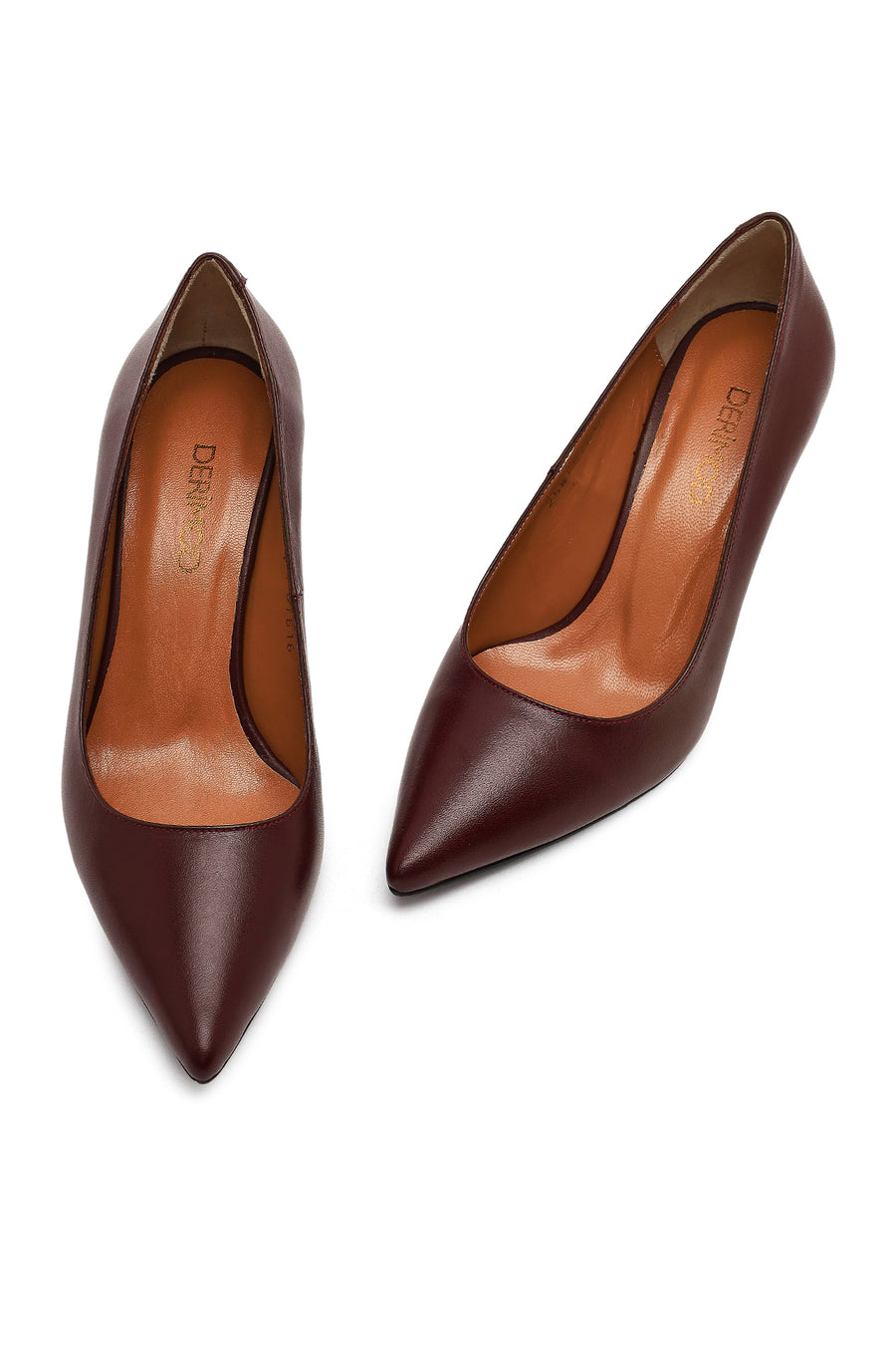 Women's Burgundy Thin Heeled Leather Stiletto