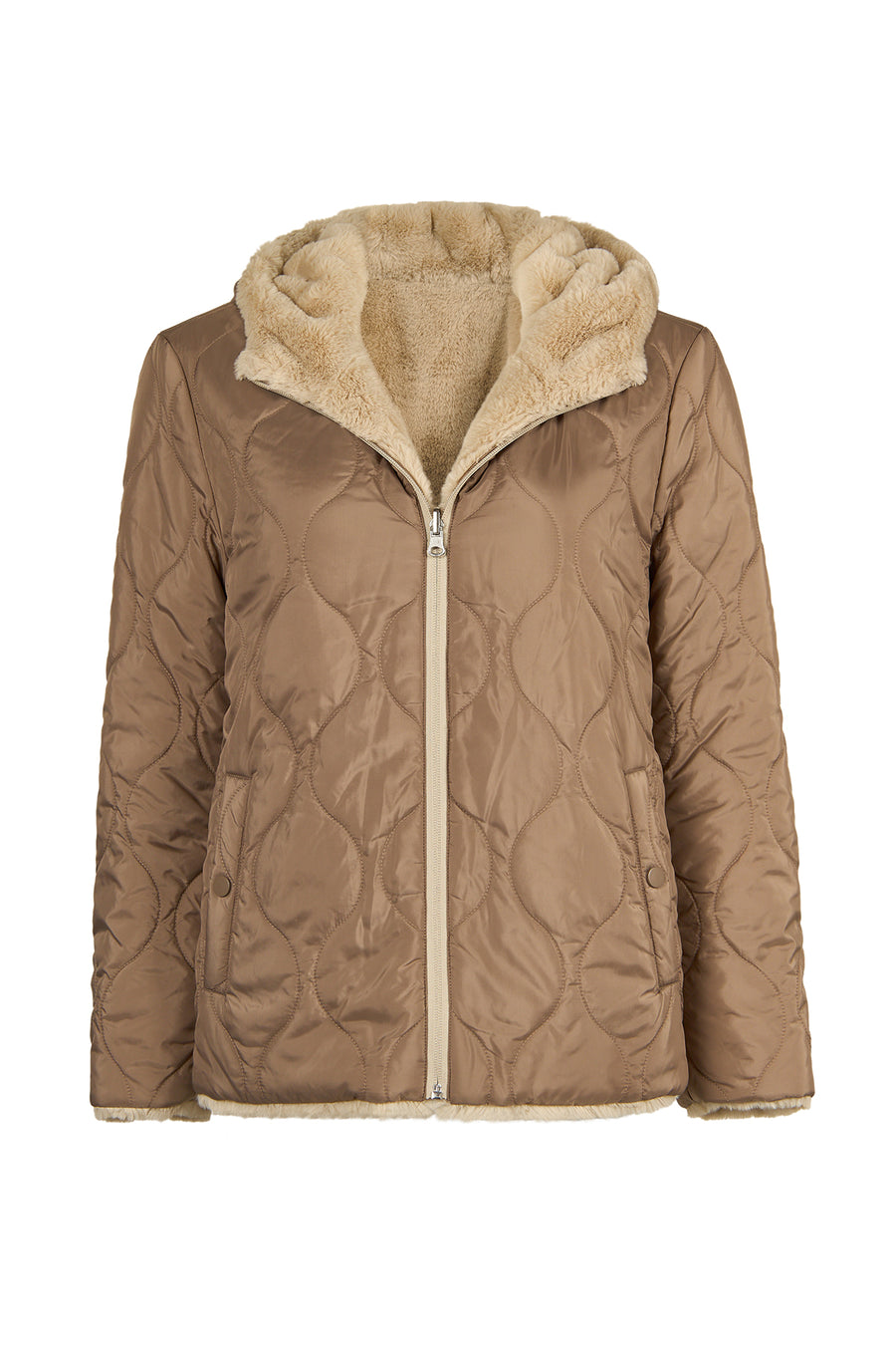 Tahoe Woman Mink Reversible Hooded Oversize Teddy Coats