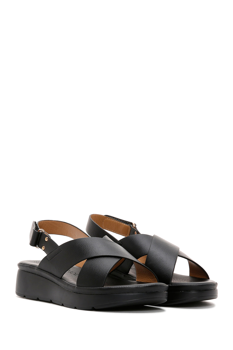 Women's Black Thick Sole Comfort Sandals