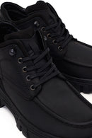 Male Black Lace-Up Chunky-Soled Nubuck Leather Casual Boots | Derimod