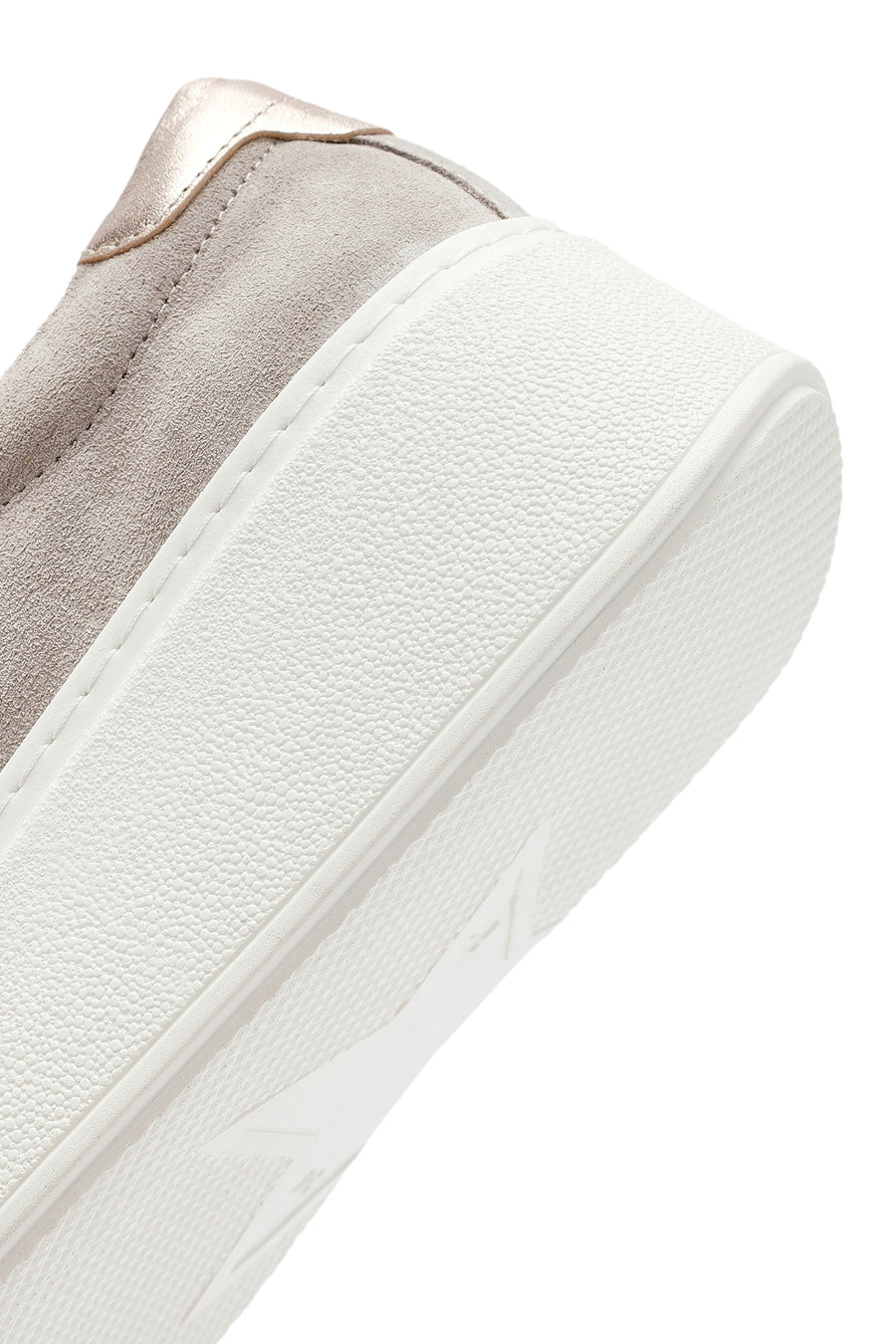 Women's Beige Lace-Up Chunky Sole Suede Leather Sneakers