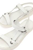 Women's White Leather Comfort Sandals | Derimod