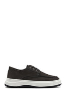 Men's Grey Lace-up Chunky Sole Nubuck Leather Casual Shoes | Derimod