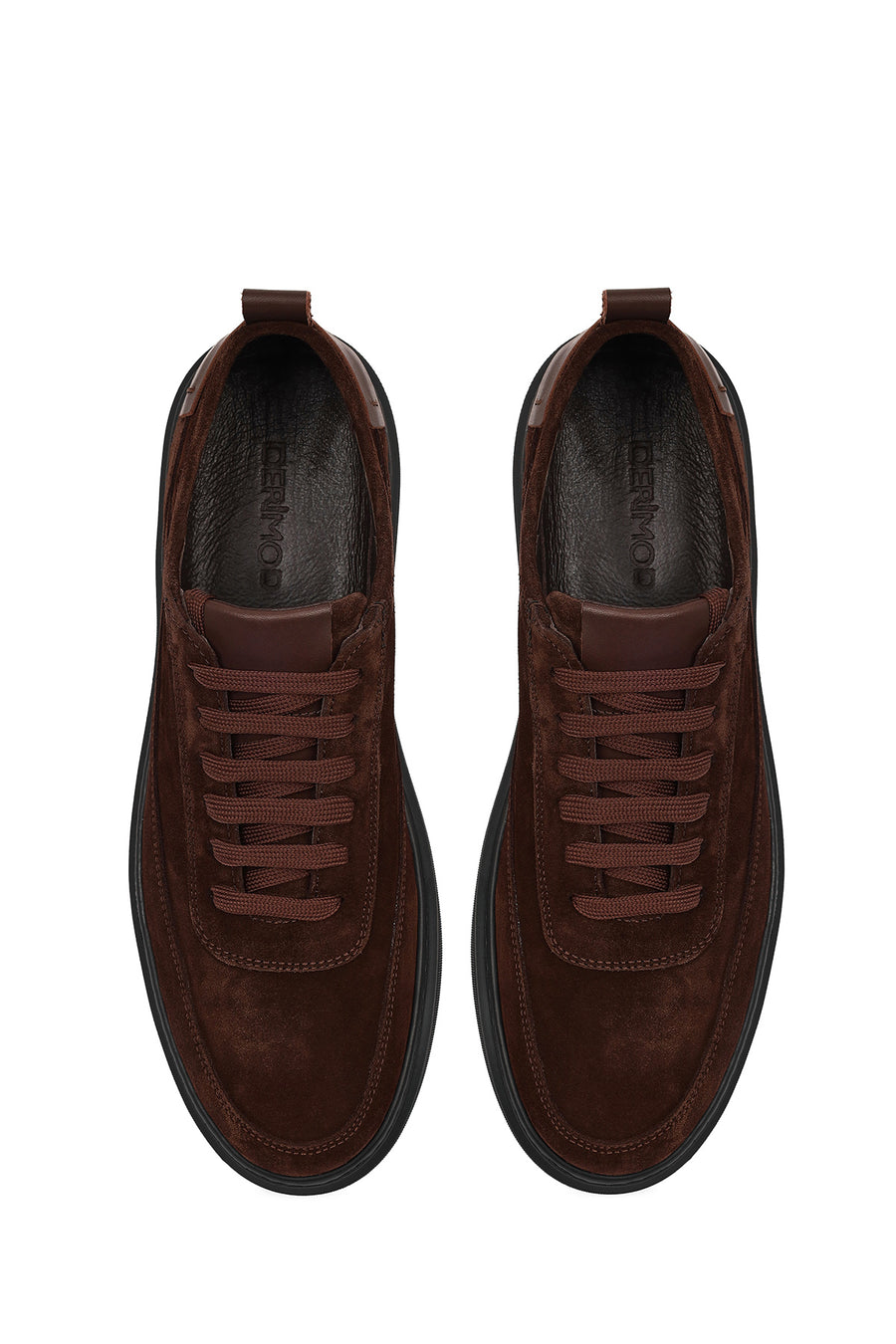 Men's Brown Lace-Up Chunky Sole Suede Leather Sneaker