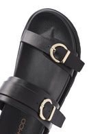 Women's Black Double Buckle Slippers | Derimod