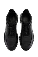 Men's Black Lace-Up Leather Casual Sneaker | Derimod
