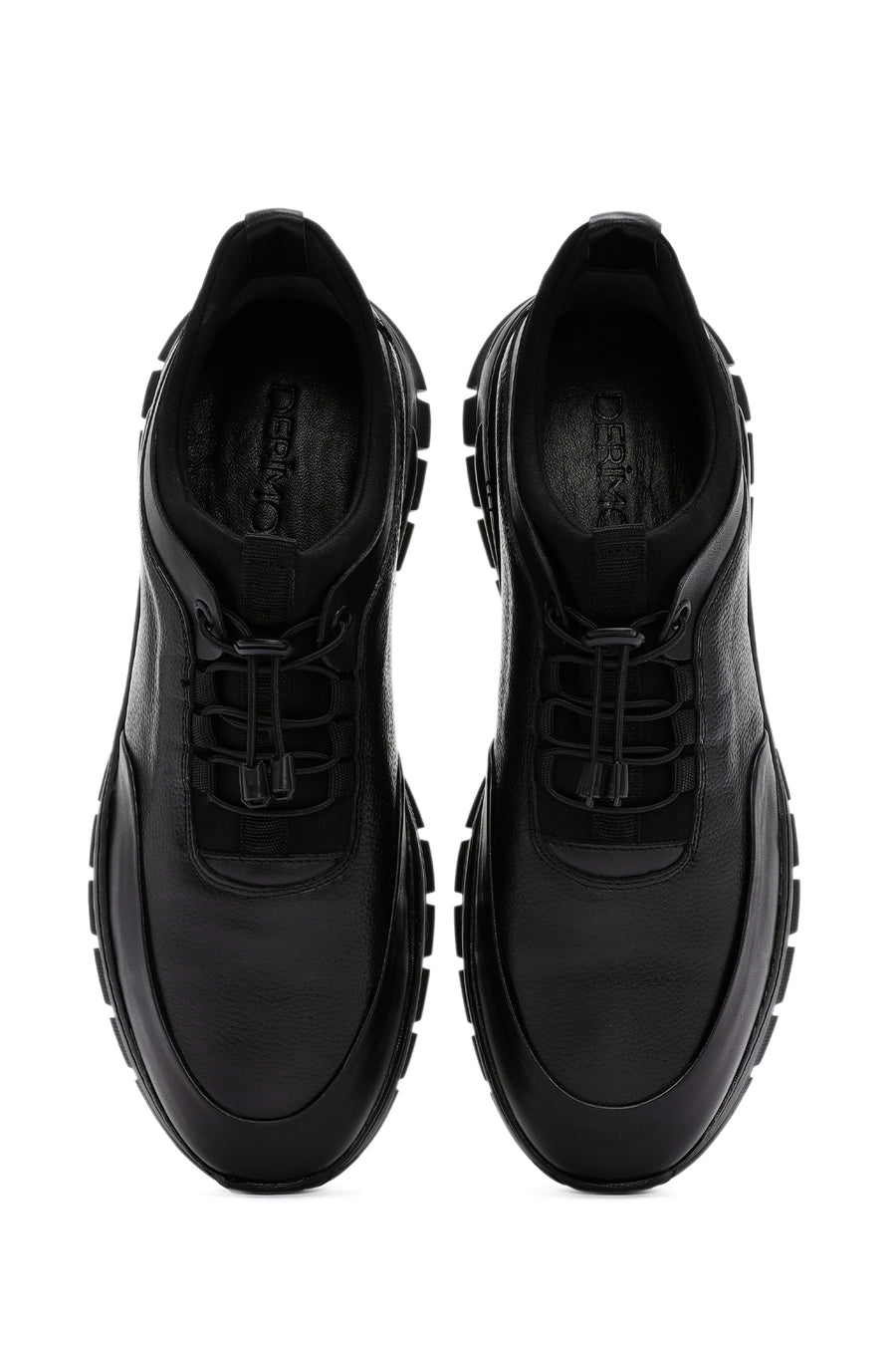 Men's Black Lace-Up Leather Casual Sneaker
