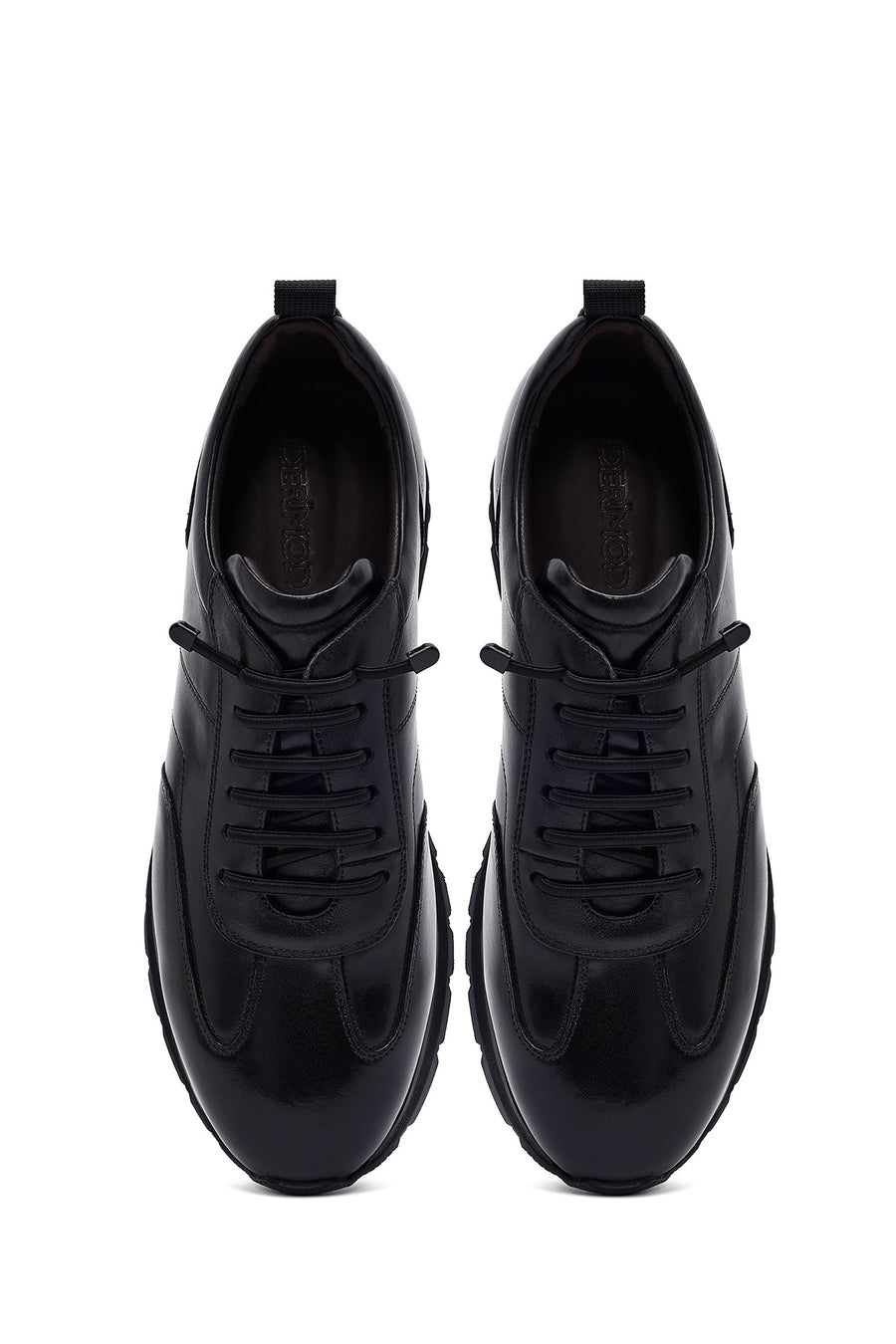 Men's Black Lace-Up Leather Casual Sneakers