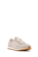 Women's Beige Lace-Up Suede Leather Sneaker | Derimod