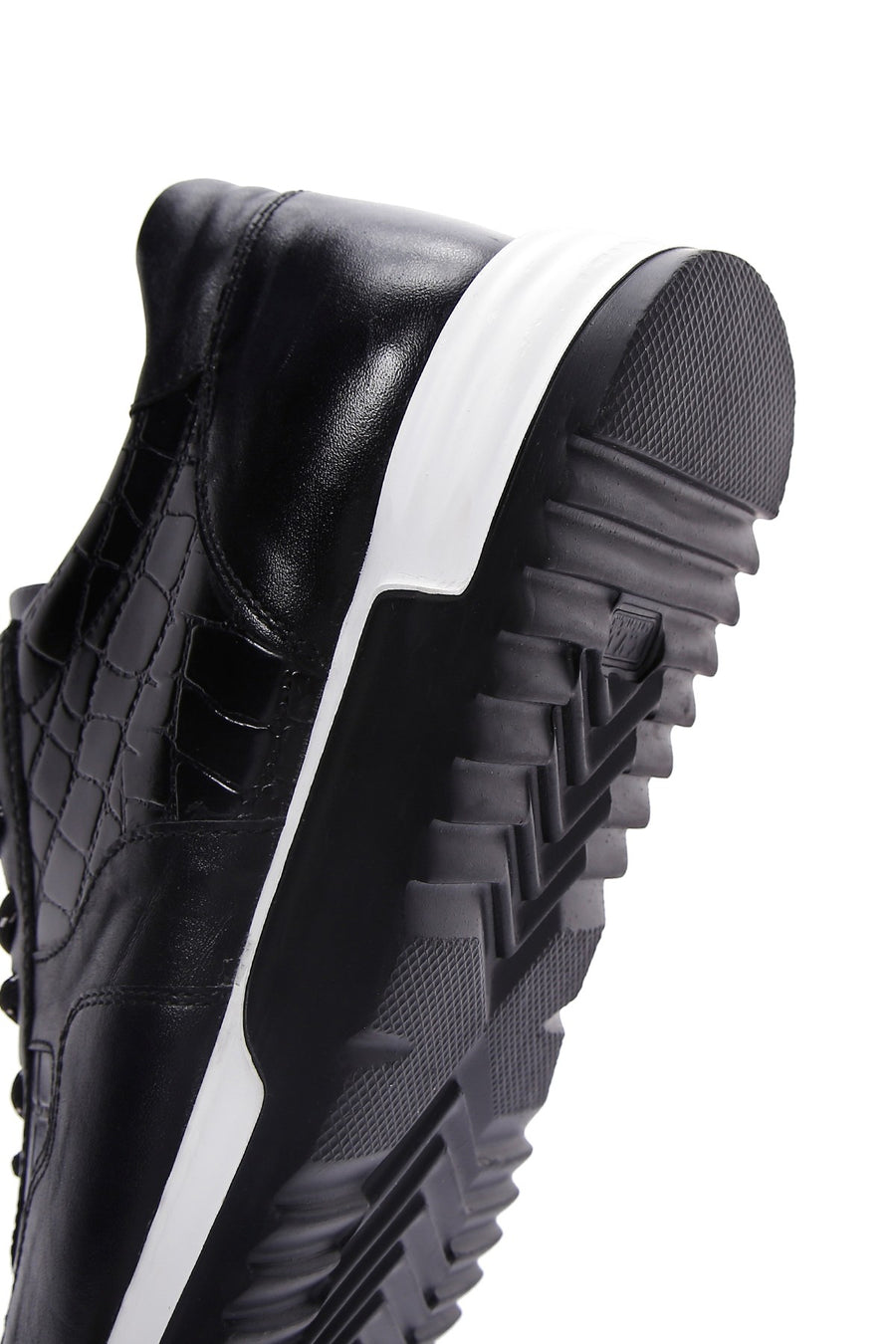 Erkek Siyah Bağcıklı Deri Casual Sneaker
