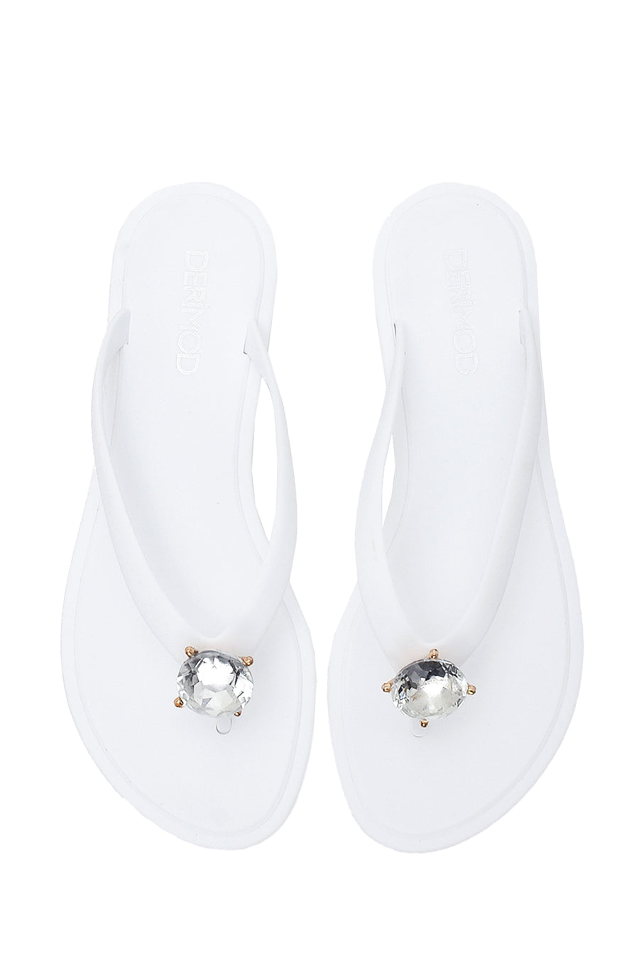 Women's White Stone Flip Flops