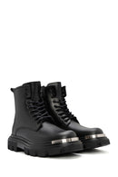 
Men's Black Lace-Up Zippered Leather Combat Boot
 | Derimod