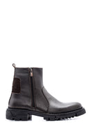 Men's Zippered Leather Boots | Derimod