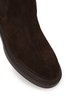 Male Brown Thick-Soled Suede Chelsea Boots | Derimod