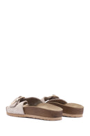 Women's Mink Buckled Suede Leather Slippers | Derimod