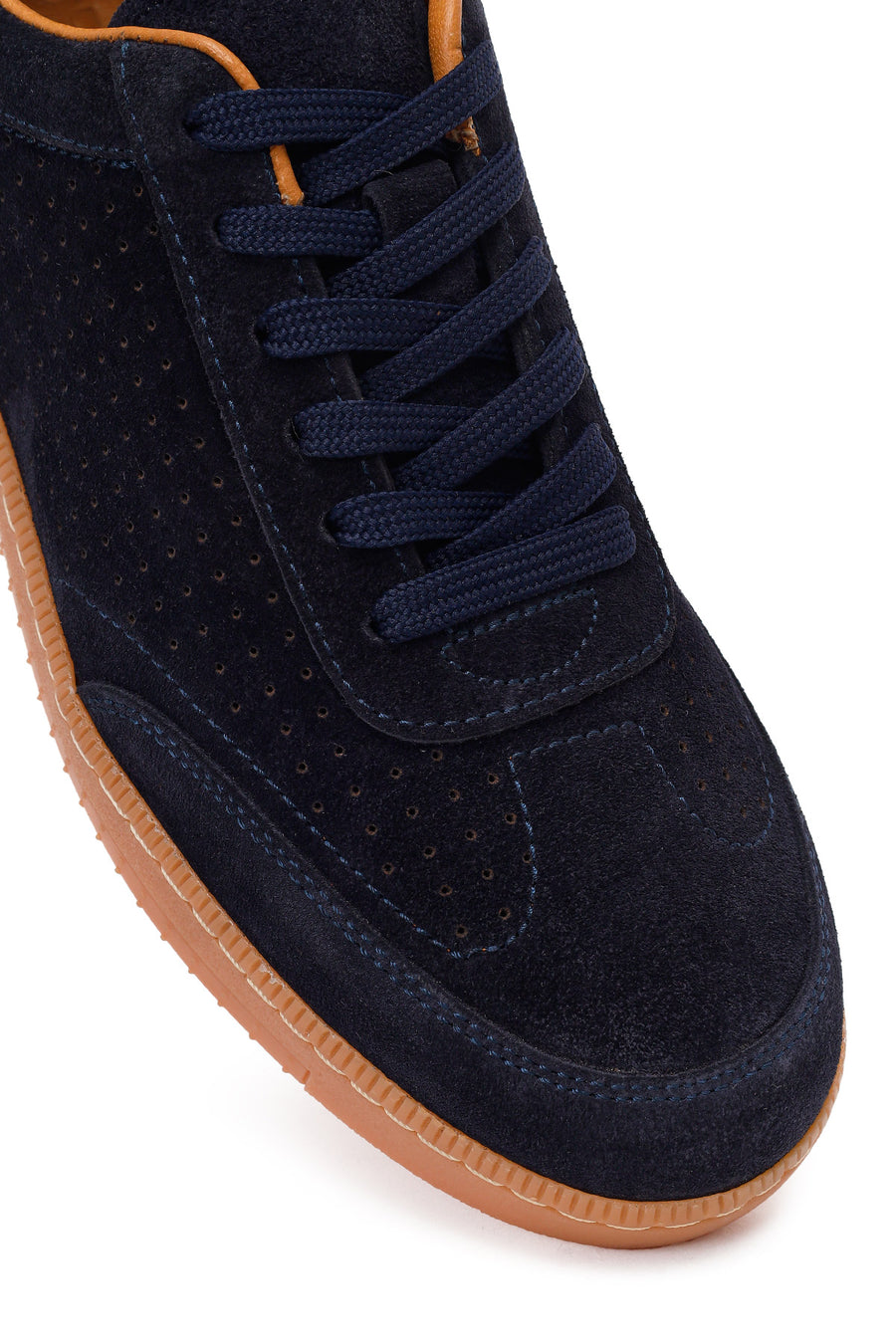 Erkek Lacivert Bağcıklı Süet Deri Sneaker