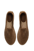 Woman Tan Patterned Suede Espadrilles | Derimod