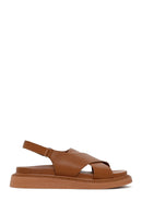 Women's Tan Strap Leather Comfort Sandals | Derimod