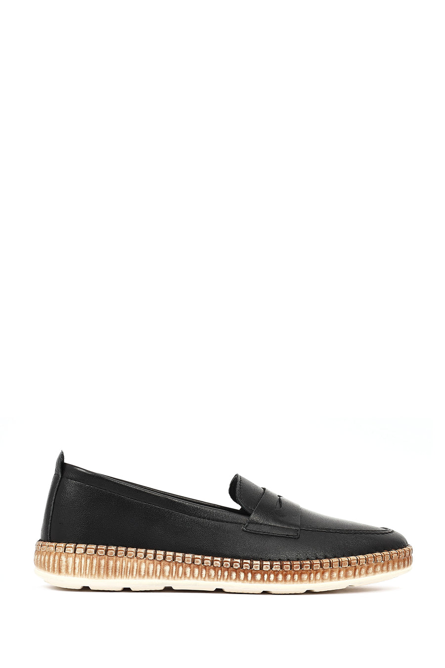 Women's Black Leather Loafer 26PFD501218 | Derimod