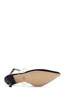 Women's Black Ankle Strap Thin Heel Suede Leather Shoes | Derimod