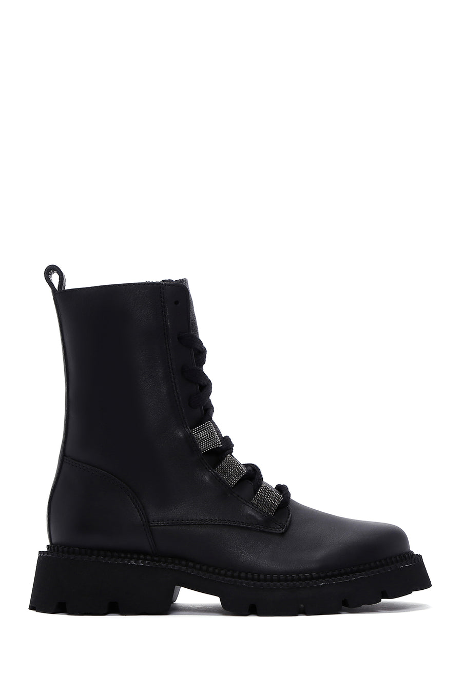 Women's Black Leather Zippered Boots 23WFD120718 | Derimod