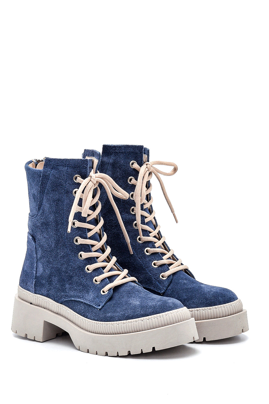 Women's Leather Suede Zippered Boots