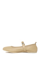 Women's Cream Buckled Leather Ballerinas | Derimod