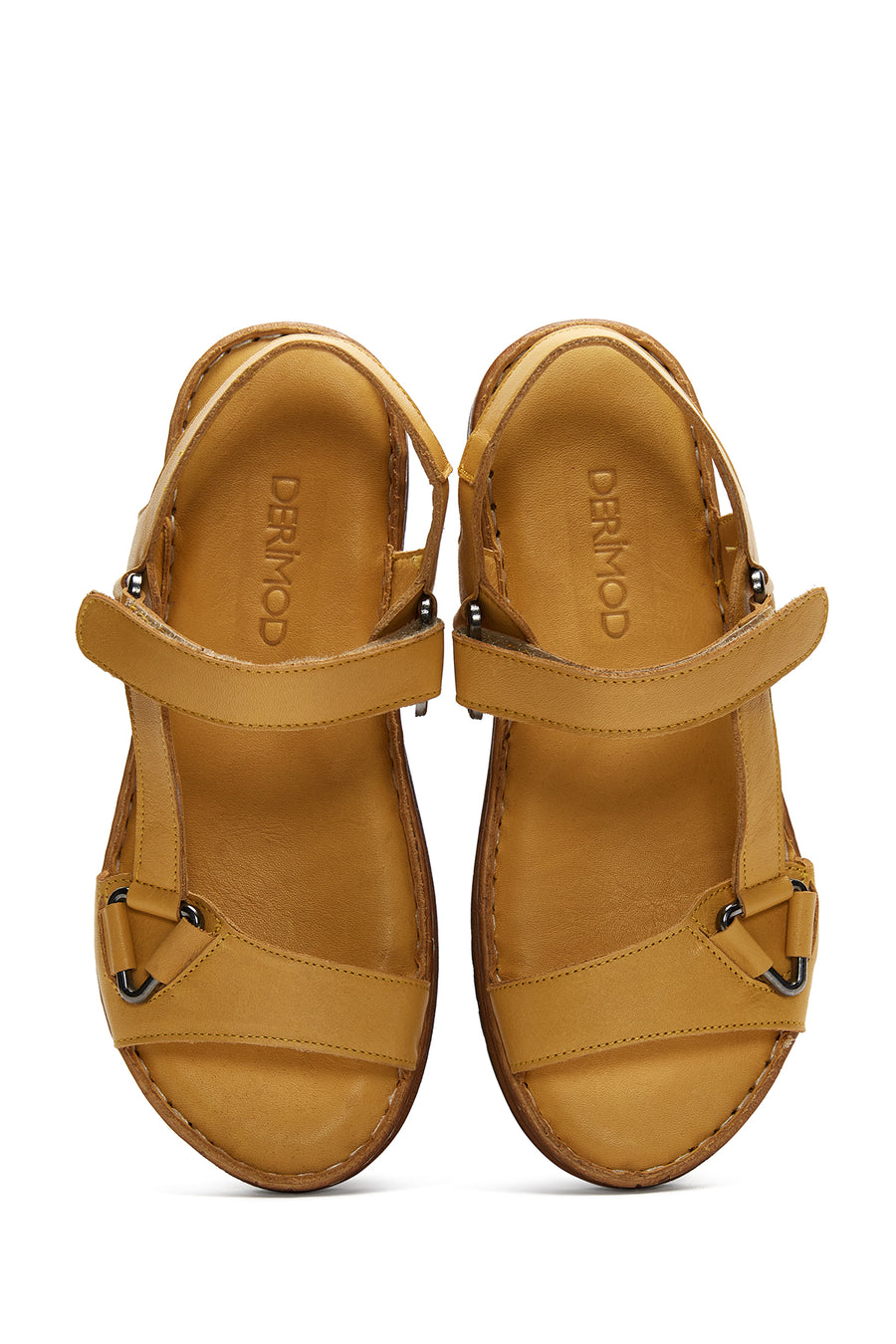 Kadın Sarı Deri Comfort Sandalet