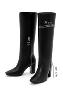 Women's Black High Heeled Classic Leather Boots | Derimod