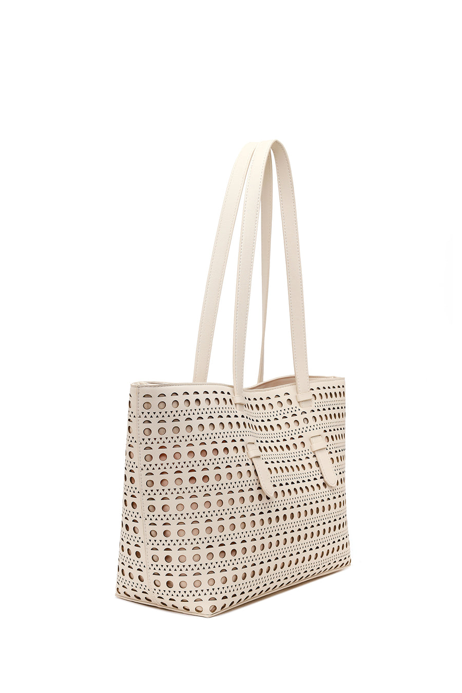 Woman Cream Patterned Shoulder Bag
