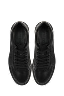 Erkek Siyah Bağcıklı Deri Sneaker | Derimod