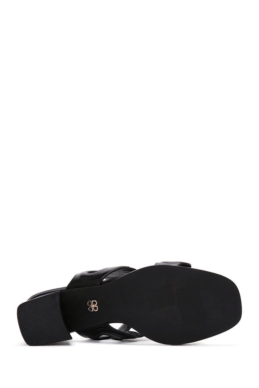 Women's Black Thick Heeled Slippers