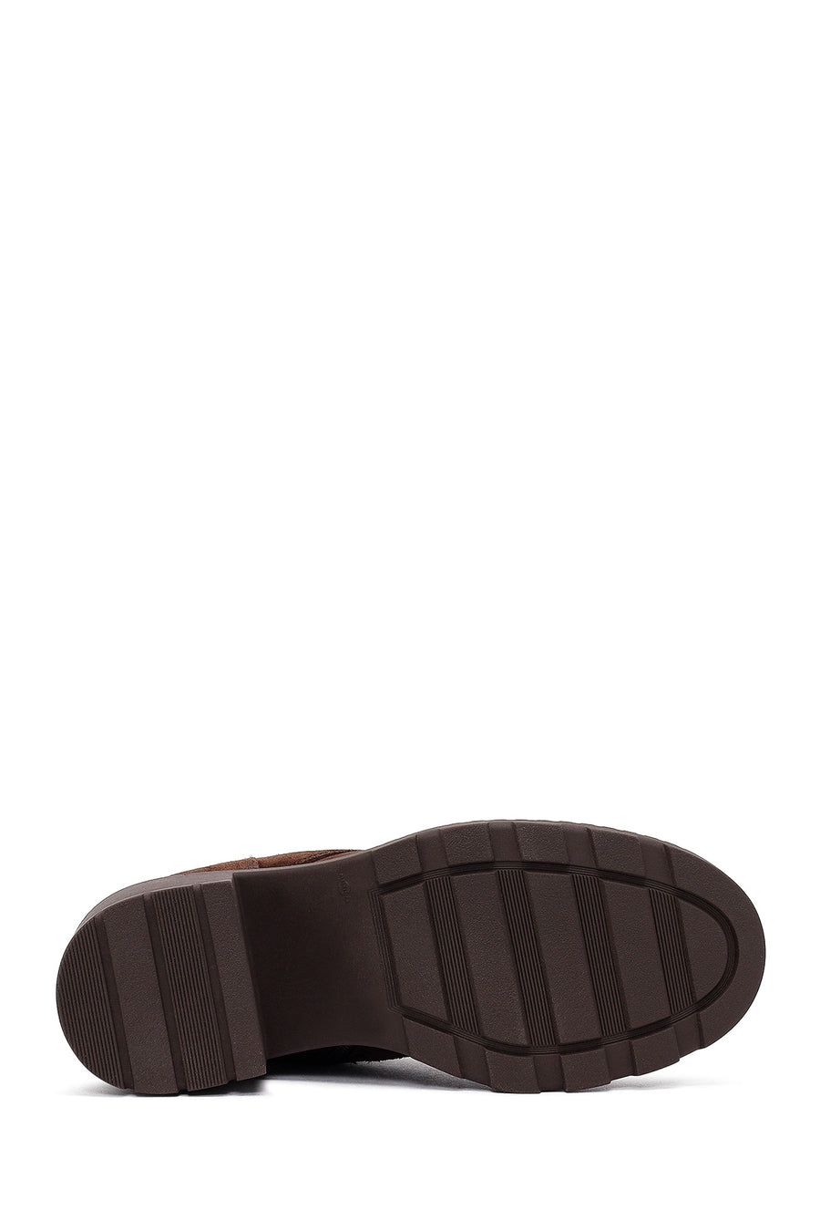Women's Brown Zippered Thick Heeled Suede Leather Ankle Boots