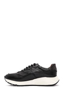 Erkek Siyah Kalın Tabanlı Bağcıklı Deri Sneaker | Derimod