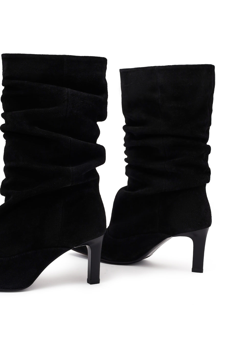 Woman Black Thin High-Heeled Suede Boots