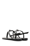 Women's Black Stone Flip Flops Sandals | Derimod