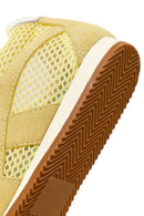Women's Yellow Lace-up Suede Leather Sneaker | Derimod